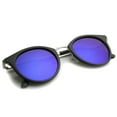 thumbnail image 4 of Horn Rimmed Sunglasses UV400 Mirrored Lens P3 Frame Vintage Round Unisex 42mm, 4 of 6