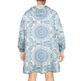 thumbnail image 2 of Wearable Oversized Blanket,Blue Ethnic Mandala Pattern Wearable Blanket Hoodie for Adults,Cozy Hooded Blankets with Super Pockets,Super Warm Fuzzy Pullover for Women & Men, 2 of 6