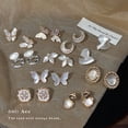 thumbnail image 2 of Faty-T Calamus Flower Stud Earrings, Elegant And Fashionable, With Zirconia Butterfly-Shaped Earrings, 2 of 22