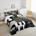 thumbnail image 4 of Deer Comforter Set Full Size,Bear Hunting Woodland Rustic Cabin Bedding Set Adult,Camping Adventure Geometric Plaid Patchwork Down Comforter,Pine Tree Xmas Duvet Insert Green Black, 4 of 6
