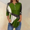 thumbnail image 2 of SwiftWear Blouse for Women Trendy 3/4 V-Neck Button Tops Summer Geometric Patterns Casual Tees 2025, 2 of 5