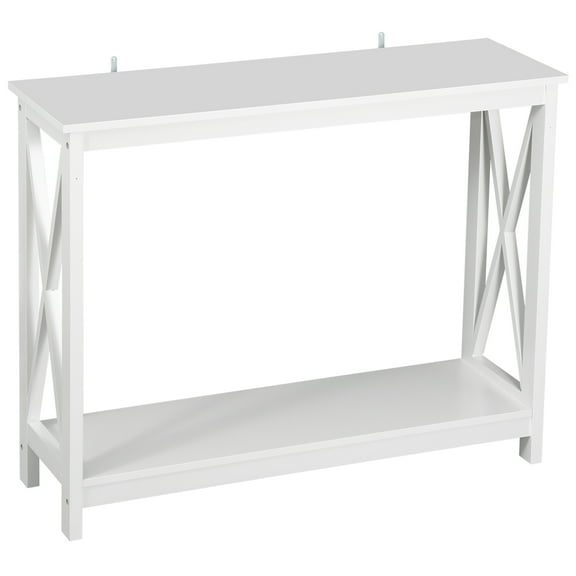 XiHuaZhaoChen onsole Table 2-Tier with Storage Shelf,X-Design Bookshelf Narrow Accent Table for Entryway Hallway Living Room Sofa Side Table