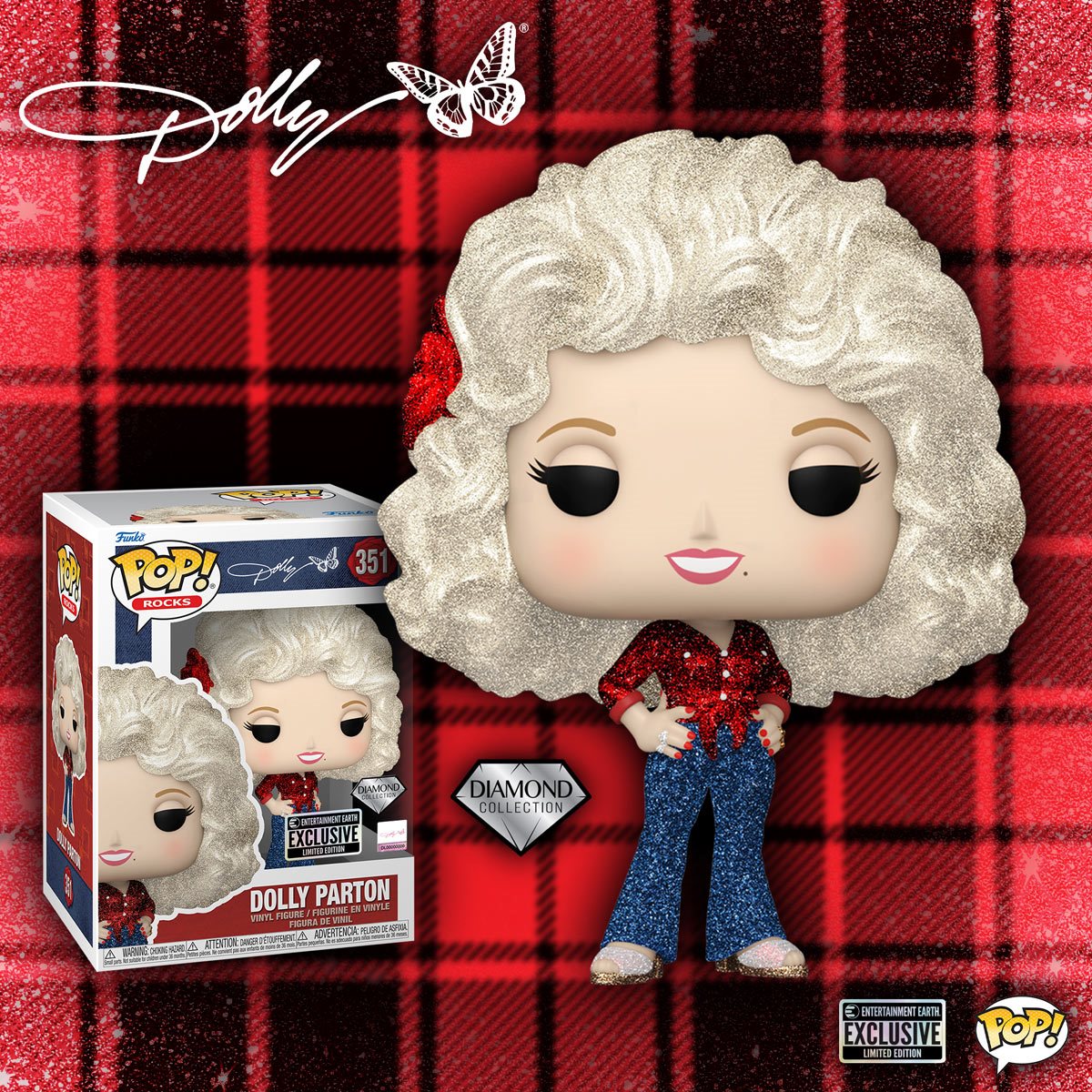 Dolly Parton '77 Tour Diamond Glitter Funko Pop! Vinyl Figure #351 - Entertainment Earth Exclusive Limited Edition