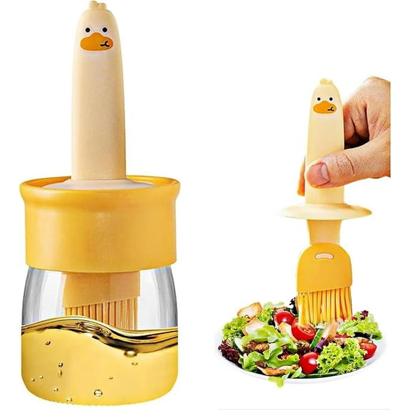 Hedrix Silicone Brush and high Temperature Resistant Oil Bottle Integrated Barbecue Cooking Utensils Home&Kitchen (Orange), 250 ml