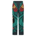 thumbnail image 6 of Day Of The Dead Floral Skull Winter Female Pants Flannel High Waist Women Pants Lady Warm Straight Leg Plush Trousers, 6 of 7