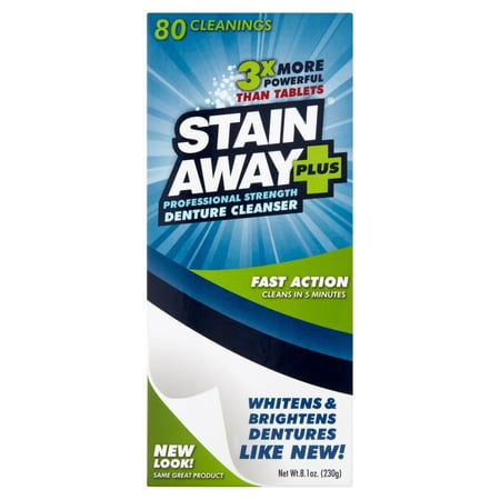 Stain Away Plus Professional Strength Denture Cleanser, 80 count, 8.1 (Best Denture Cleaner For Stains)