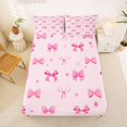 thumbnail image 3 of spefrowx Girly Pink Bow Print Queen Sheets for Teens, Kawaii Polka Dot Queen Sheet Sets, 4 Pieces, 1 Flat Sheet, 1 Fitted Sheet and 2 Pillowcases, 3 of 6