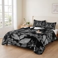 thumbnail image 2 of Twin Quilt Set 68''x86'', Black and White Floral Lightweight Summer Bedspread Coverlet Set with 2 Pillow Shams, Modern Oil Painting Abstract Art Breathable All Season Quilt Bedding for Dorm/Bedroom, 2 of 9