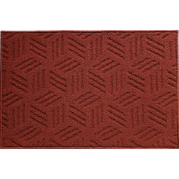 Mainstays Solid High Low Loop Kitchen Mat 18in x 27in Red Sedona