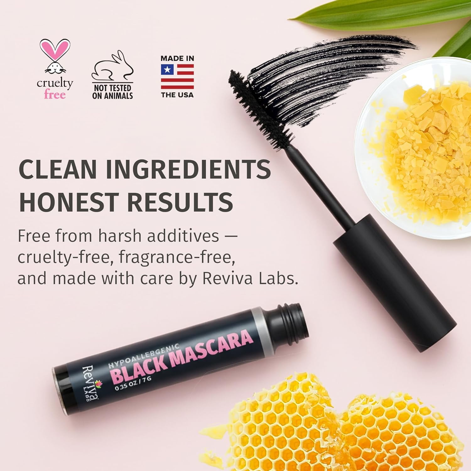 Reviva Labs Black Hypoallergenic Mascara for Sensitive Eyes and Older Women - .25 oz each (3-Pack)