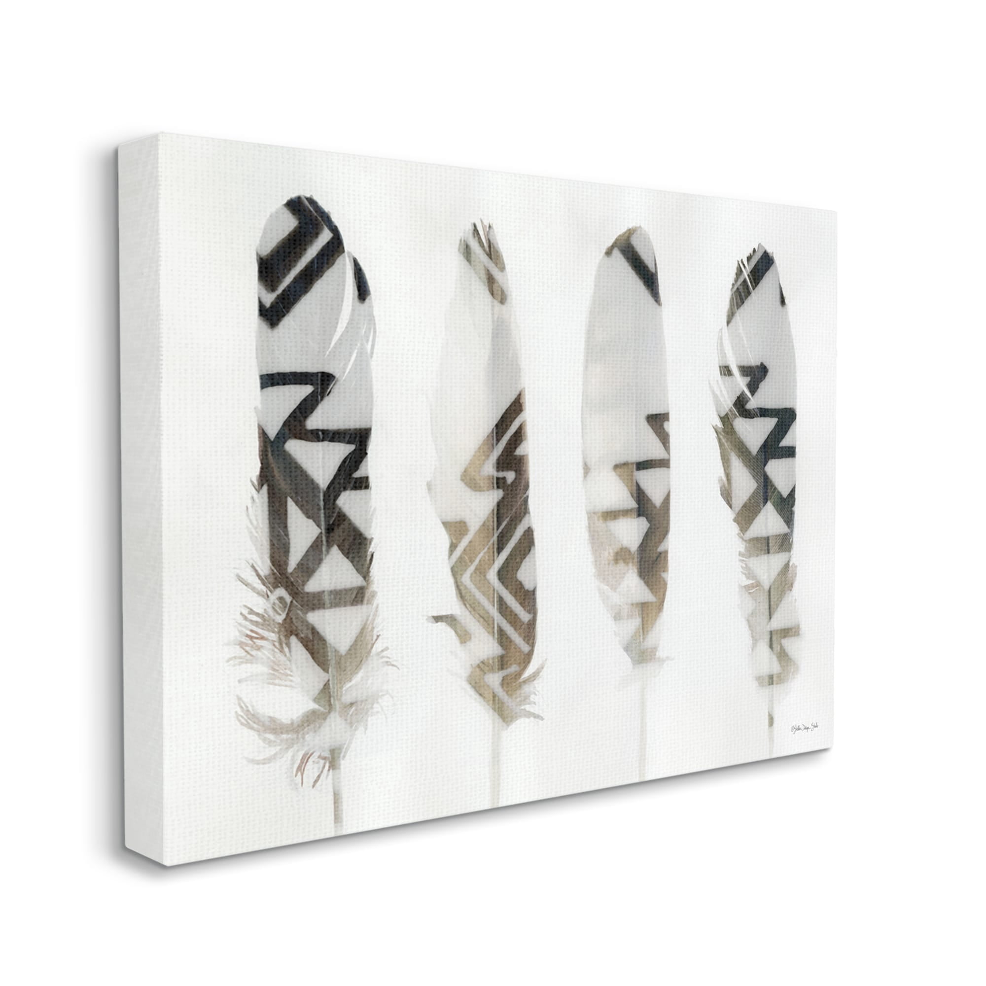 Stupell Industries Modern Bird Feather Photograph Geometric Aztec Pattern Abstract, 30 x 24, Design by Stellar Design Studio