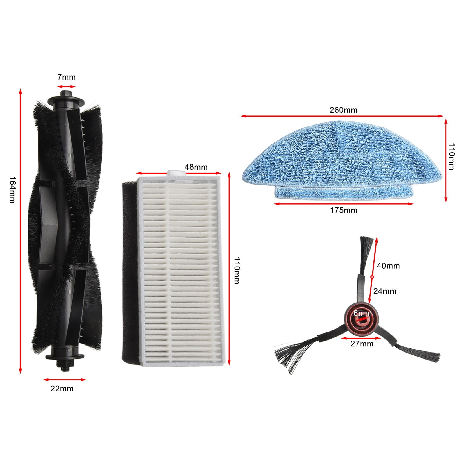 Hoofdzijborstel Filter Mop Doek Kit Voor Medion X20 SW /MD 11415 MD
