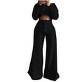 thumbnail image 2 of Usmixi Sweatsuits Set for Women Cropped Sweatshirt 2 Piece Outfit Sets for Women Long Sleeve Pullover and Drawstring Long Palazzo Pants Lounge Sets Casual Solid Tracksuit Sets Under $10, 2 of 6