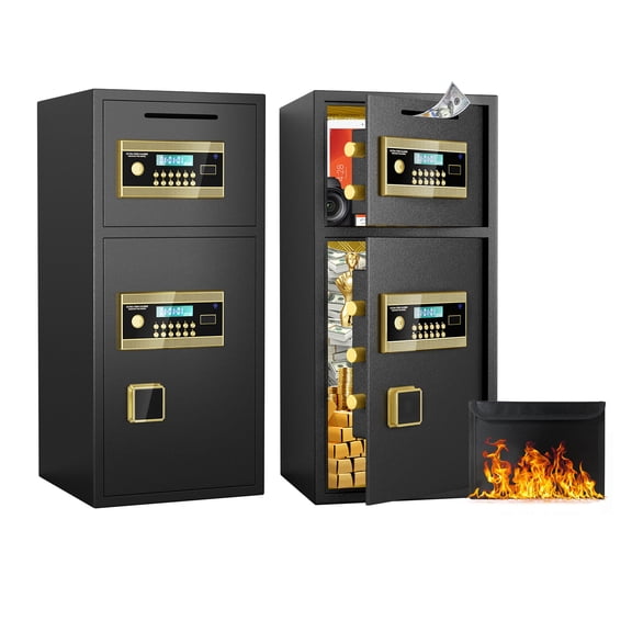 Large Double-door Coin-operated Safe,Digital Security Safe with Fireproof and Waterproof Bag,6.5 Cubic Feet Safe Box with Hidden Code Function for Home,Office and Hotel