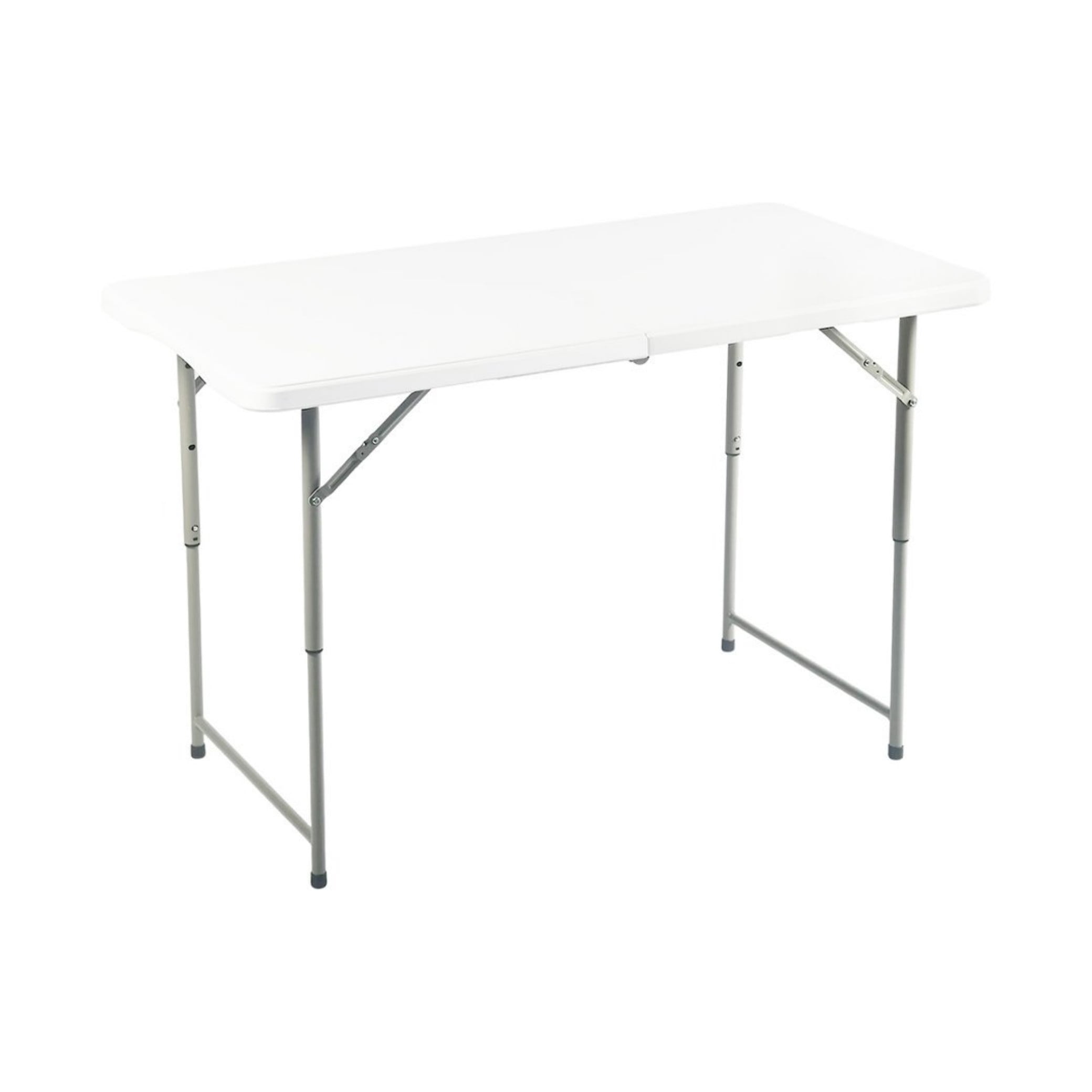 BSHTI 48" Rectangular Folding Dining Table – 3 Adjustable Height Settings with Carrying Handle, Indoor & Outdoor Use for Dining Room, Living Room, Office & Camping, White