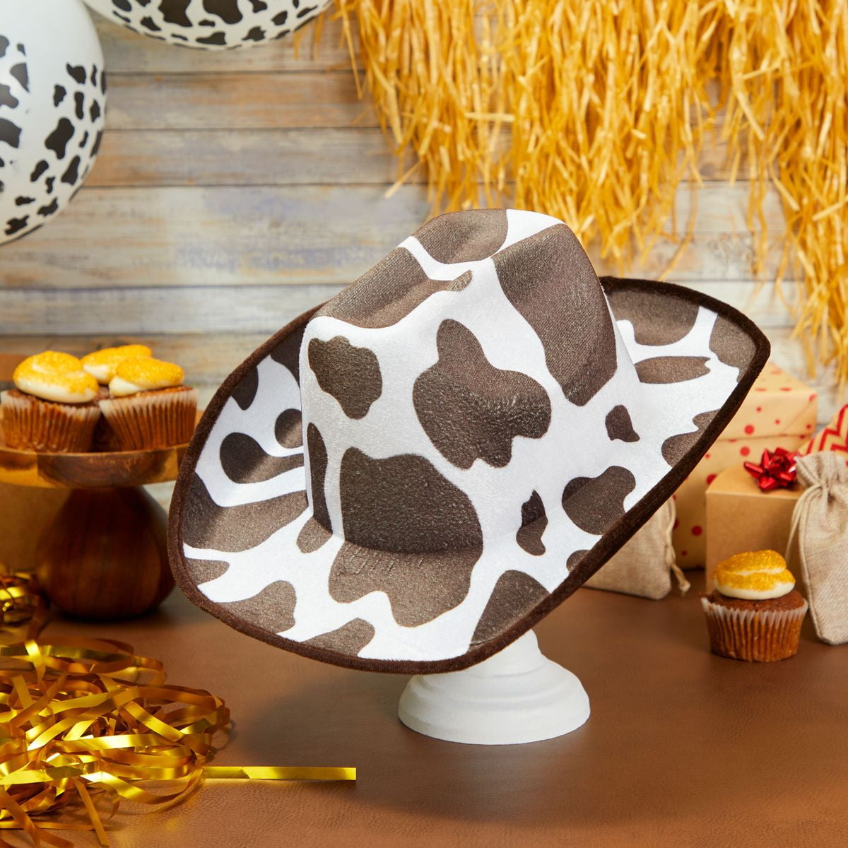 Brown Cow Print Cowboy Hat for Youth 