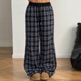thumbnail image 5 of RongHuan Women's Plaid Pants Casual Flannel Pajama Pants Fashion Wide Leg Baggy Sweatpants with Pockets, 5 of 6