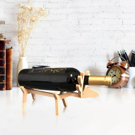 Destyer Creative Wooden Wine Rack Elk Wine Bottle Holder Wine Display Stand for Cabinet Bar Parties Reindeer Wine Bottle Holder Decorative