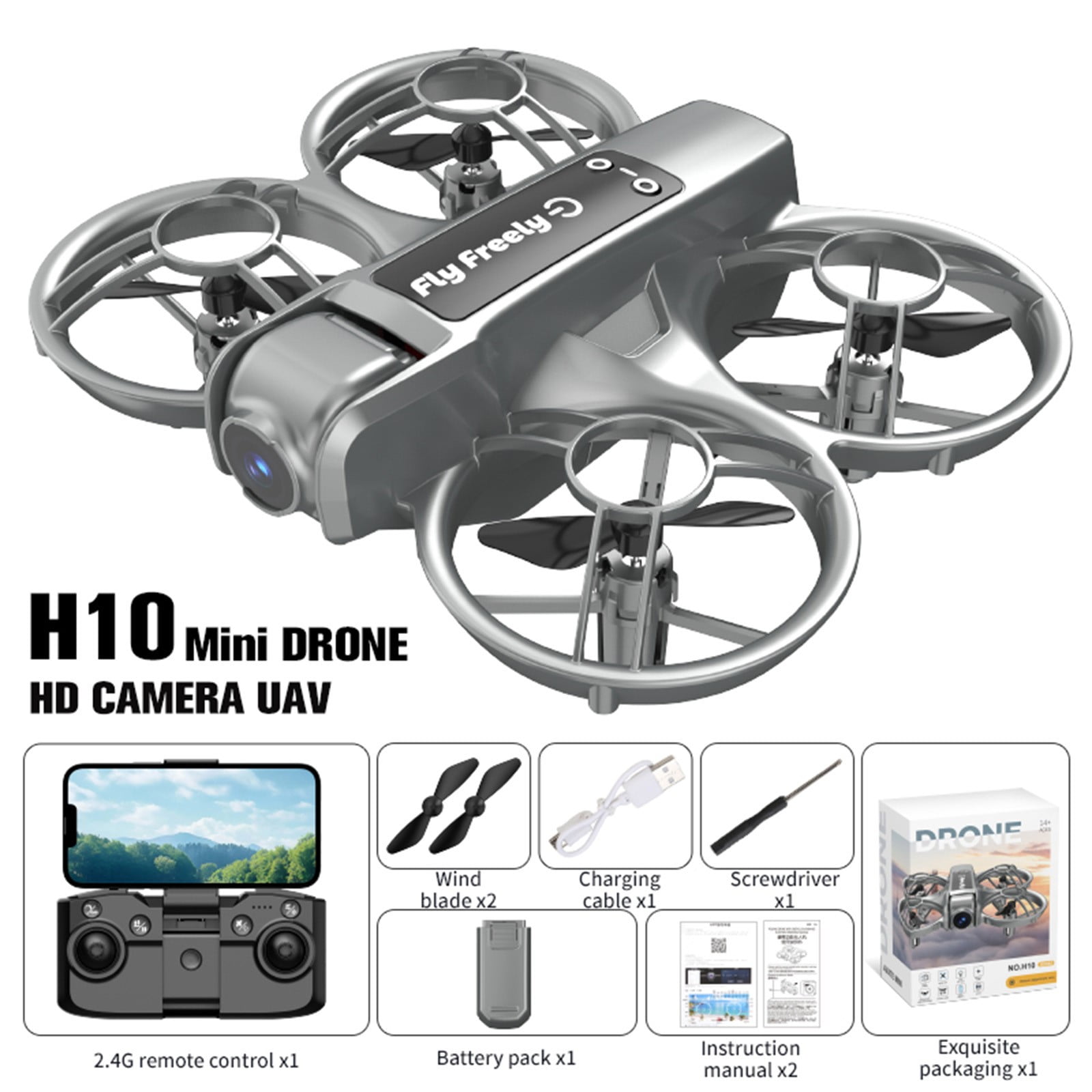 Leodye 1PCS Dual-camera RC Drone Toy Altitude Hold Headless Mode Speed Adjustment Design Boys Holiday Gift Accessory -5.51x4.52x1.96in