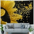 thumbnail image 4 of Shiartex Butterfly Sunflower Tapestry Yellow Floral Botanical Plant Blooming Flower Black Background Rustic Farmhouse Tapestry Wall Hanging for Bedroom Living Room Wall Art Home Decor Painting, 4 of 6