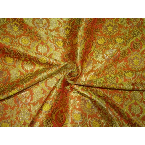 Brocade fabric mango gold/yellow x metallic gold color 44quot;