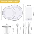 thumbnail image 4 of 350 Piece Silver Dinnerware Set for 50 Guests, disposable Plastic Plates for Party, Include: 50 Dinner Plates, 50 Dessert Plates, 50 Paper Napkins, 50 Cups, 50 Silverware set, 4 of 12