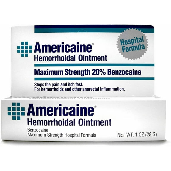 Americaine Hemorrhoidal Ointment Maximum Strength 20% Benzocaine 1 oz (Pack of 4)