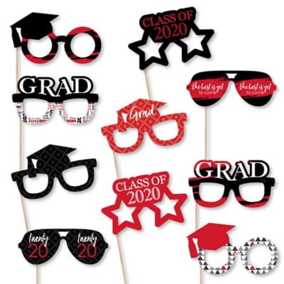 Red Grad Glasses - Best is Yet to Come - Red 2020 Paper Card Stock Graduation Party Photo Booth Props Kit - 10 (Best Model Photos Ever)