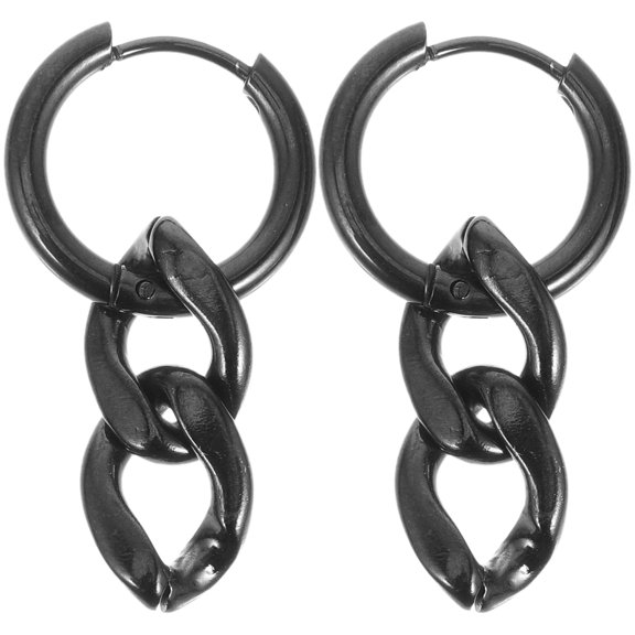 Chunky Black Chain Link Earrings for Women/Men