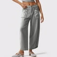 thumbnail image 2 of Baggy Sweatpants For Women Solid Color Mid-waist Double Button Casual With Pocket Gray Pants And Sweatpants (S), 2 of 6
