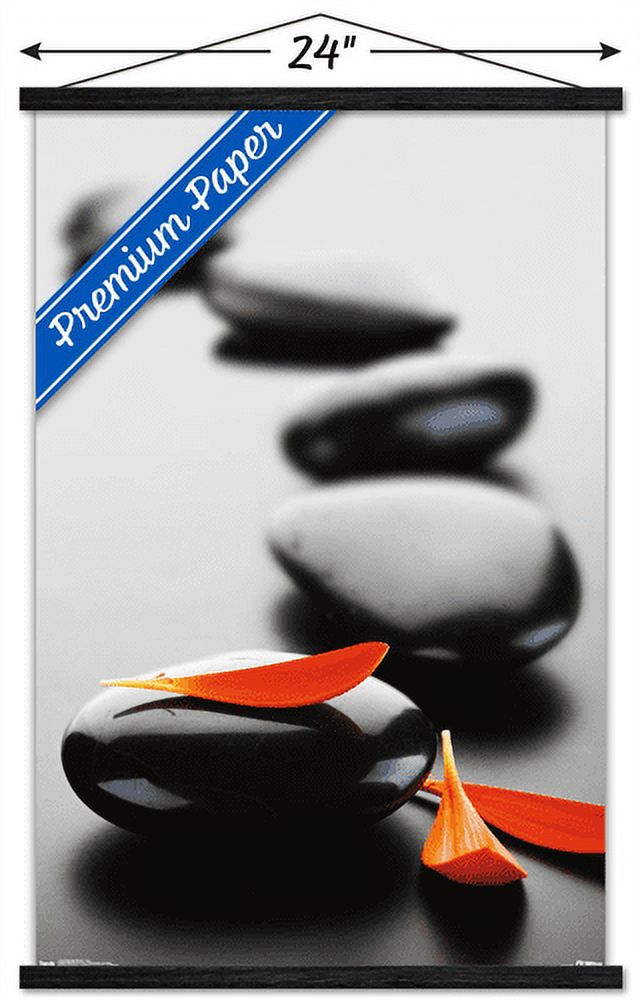 Massage Stones - Red Wall Poster with Wooden Magnetic Frame, 22.375" x 34"