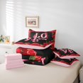 thumbnail image 6 of Castle Fairy Boys Girls Romantic Floral Red Rose Bedding Comforter Set 7 Pieces,Happy Valentine's Day Full Bedding Set Lightweight,Love Heart Print Fitted Sheet Flat Sheet,Luxury Bedroom Decor, 6 of 8
