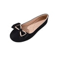 thumbnail image 2 of BRGZLK Women's Flat Shoes Solid Color Versatile Round Toe Bowknot Suede Casual Comfortable Slip On Shoes Lightweight Breathable Walking Flats for Daily Wear Black 5.5, 2 of 9