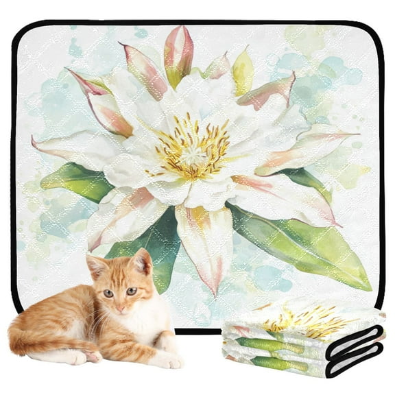 Qxltty Epiphyllum Oxypetalum Cat litter Pads Pet Set of 3 Diaper Mats Center Anti-leakage Layer Absorbent Soft and Comfortable