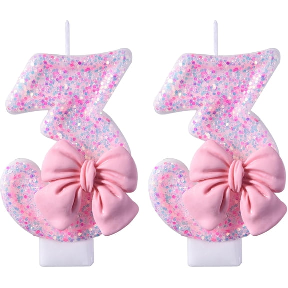 VSHILI 33rd Birthday Candles, Pink 33 Year Old Number Birthday Candles, Happy Birthday Party Cake Topper Decoration Gifts for Women