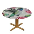 thumbnail image 3 of Nawypu Roses Magnolia Hummingbird Round Fitted Table Cloth with Elastic Edge Waterproof Vinyl Tablecloths Wipeable Circle Table Cover for  Round Table Indoor Outdoor Use, 3 of 7