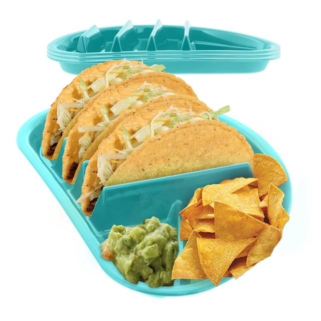 Taco Plate Arrow Home Products Fiesta, paquete de 4 con 3 soportes