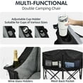 thumbnail image 4 of Double Camping Chair Loveseat - 2 Person Oversized Camping Couch for Adults Padded Heavy Duty Outdoor Lawn Beach Portable Folding Chairs with Cup Holders and Carry Bag Support 600lbs, Black/Grey, 4 of 6
