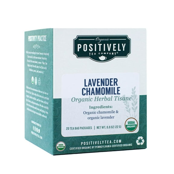 Positively Tea's Organic Lavender Chamomile, Caffeine Free, Herbal Tea Bags, 120 CT Tea Bags 6 Boxes