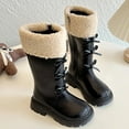 thumbnail image 4 of Luogg Girls Winter Fashion Boots Warm Tall Leather Booties For Kids Stylish Long Boots Comfortable Non Slip Snow Boots for Girls Size 3.5-4 Years, 4 of 5