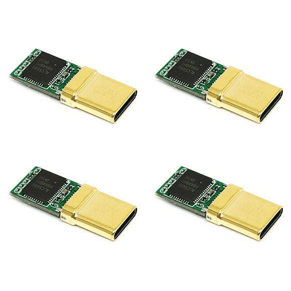 4X USB-C Male Plug, Decoder Chip ALC5686, Gold-Plated 1U, 32Bit 384Khz Audio Plug, Fast Charge Connector DIY Adapter