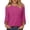 Hot Pink, variant on Womens Pullover Tops 3/4 Sleeve Crew Neck T-Shirts Spring Autumn Season Solid Color Breathable Fabric Regular Fit Soft Knit Construction Basic Tee Shirts Item Brown S