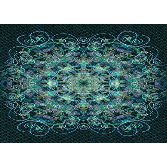 Ahgly Company Machine Washable Indoor Rectangle Transitional Deep-Sea Green Area Rugs, 7' x 9'