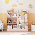 thumbnail image 2 of 4 Tier Kids Bookshelf and Toy Storage Organizer,Multifunctional Wooden Kids Book Shelf with Bookcase Display Stand for Kids Room,Playroom,Pink, 2 of 8