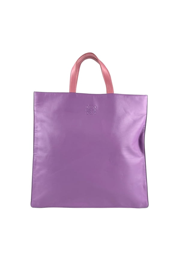 Pre-Owned LOEWE handbag tote bag anagram leather purple beige pink ladies z5843 (Good)