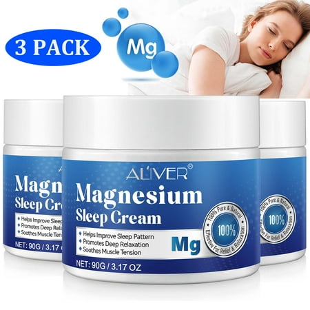 Aliver Magesium Sleep Cream 3 Pack, Deep Relaxation - Sooth Muscle - Moisturize Skin, Premium Magesium Lotion Infused With Lavender Vitamin E, 90g/3.17oz