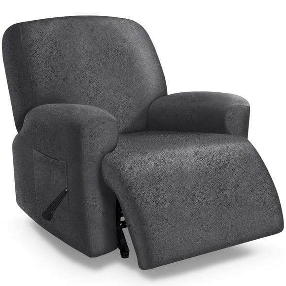 molasofa Recliner Chair Covers Large Size Oversized - 4 Pieces Leather Like Extra Large Recliner Chair Covers Stretch Recliner Slipcover for Lazy Boy Wide Recliner Chair Washable (Dark