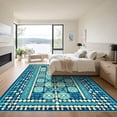 thumbnail image 3 of ODIKA 3'x5' Machine Washable Non-Slip Area Rug, Geometric Navy Blue High Traffic Rug with Pad, Blue, 1039124, 3 of 8