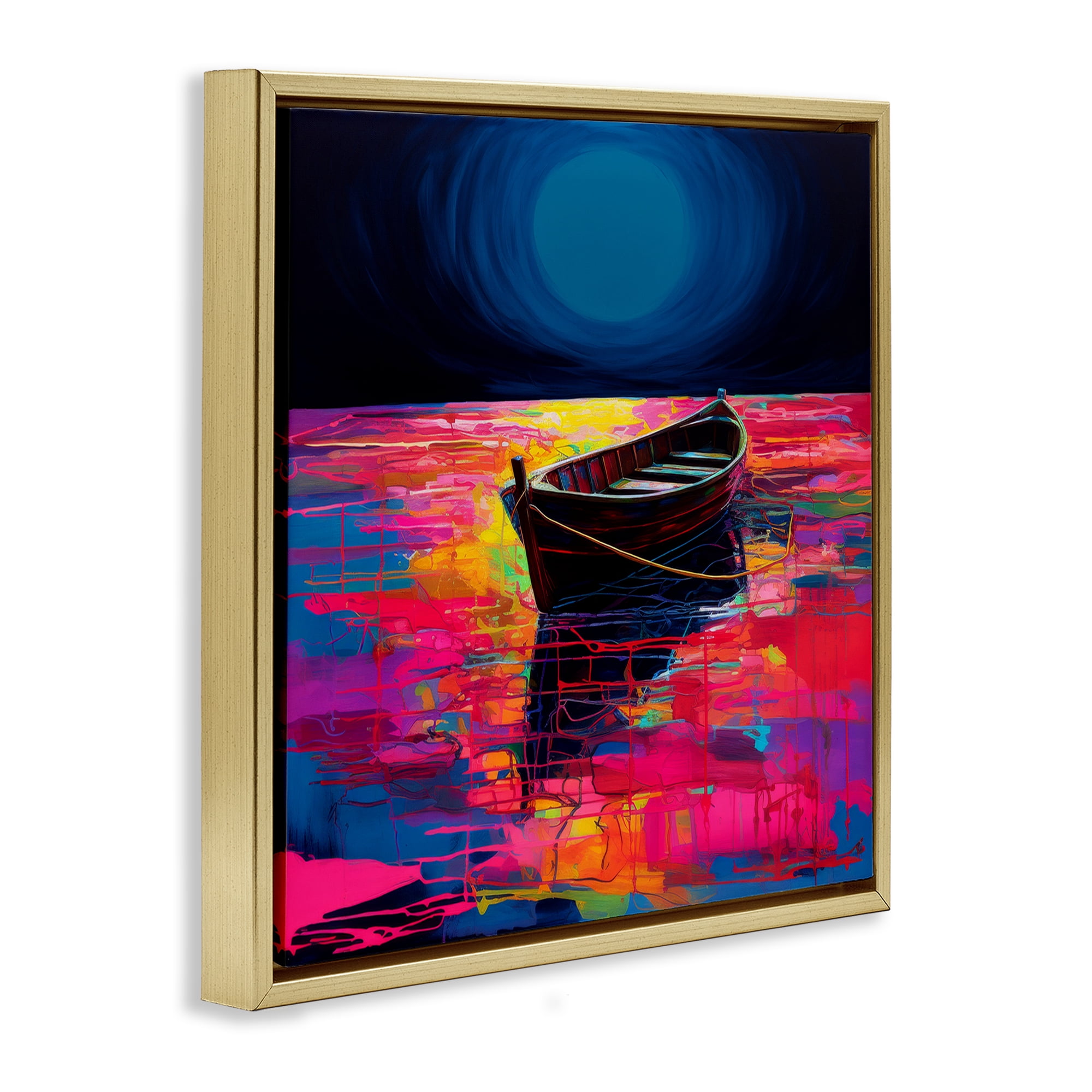 Stupell Industries Ethereal Cruiser Boat Transportation Painting Gold Floater Framed Canvas Art Print Wall Art, 18 x 18