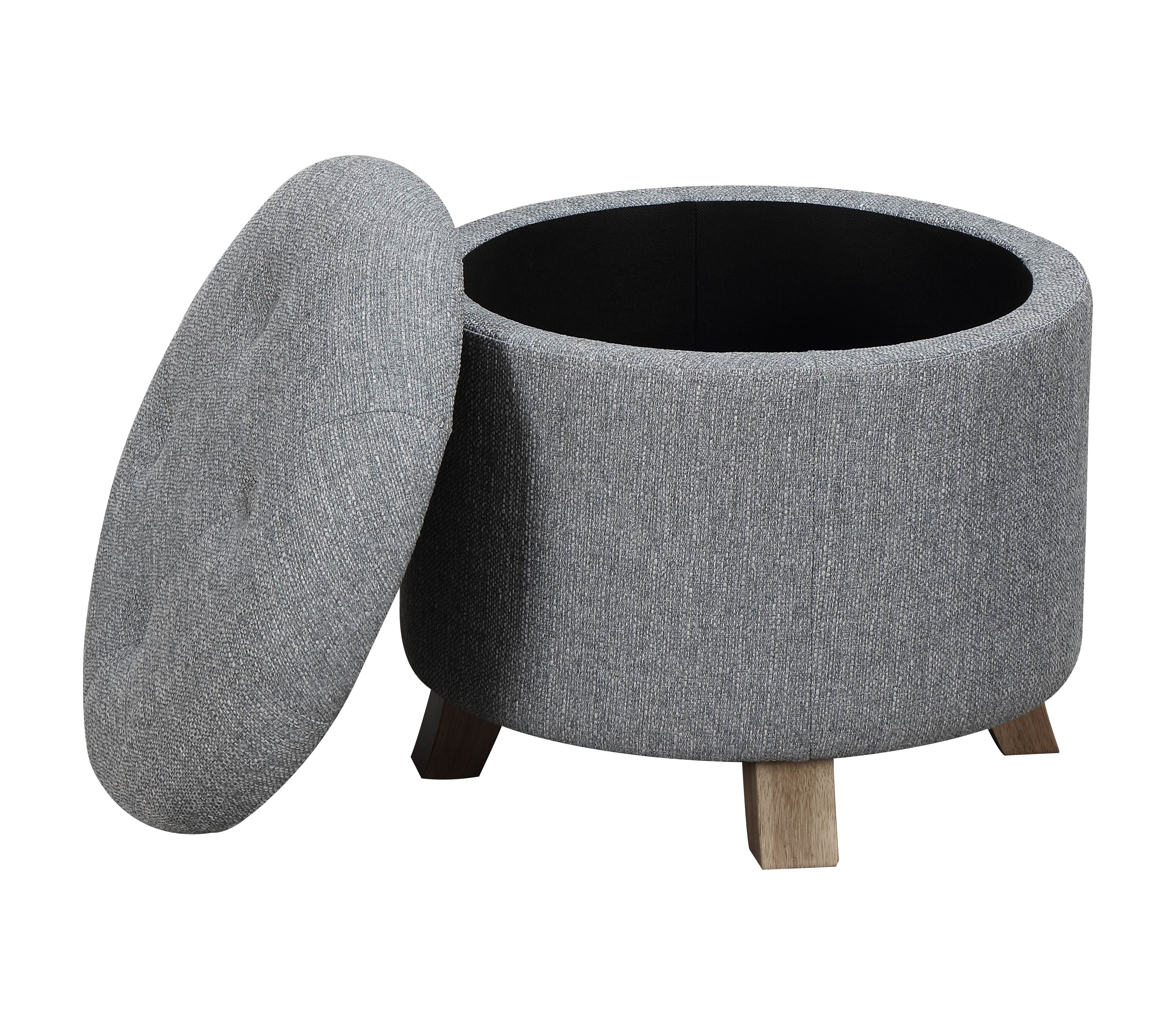 Better Homes & Gardens Round Tufted Storage Ottoman, Gray photo 7